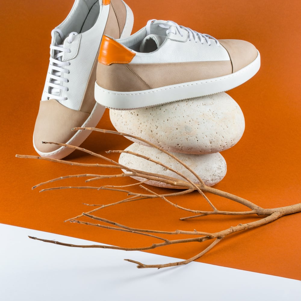 Shoes on orange background