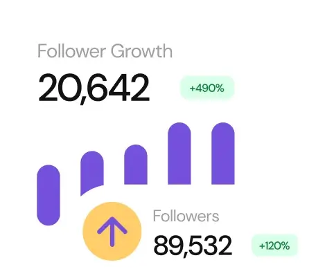 Vertical bar chart showing followers growth